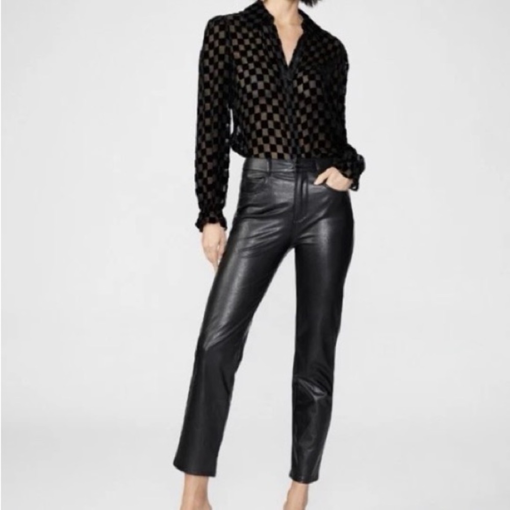 PAIGE Stella Straight-Leg Leather Pants